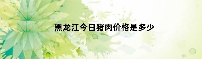 黑龙江今日猪肉价格是多少