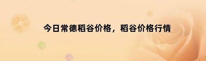 今日常德稻谷价格，稻谷价格行情