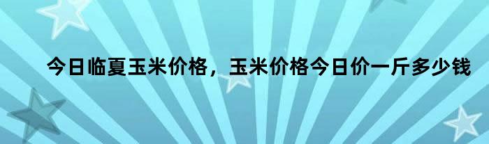 今日临夏玉米价格，玉米价格今日价一斤多少钱