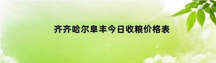 齐齐哈尔阜丰今日收粮价格表