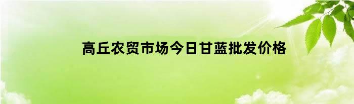 高丘农贸市场今日甘蓝批发价格