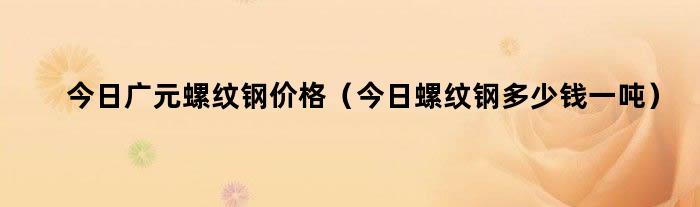 今日广元螺纹钢价格（今日螺纹钢多少钱一吨）