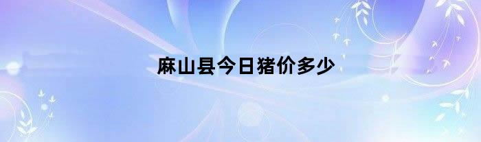 麻山县今日猪价多少