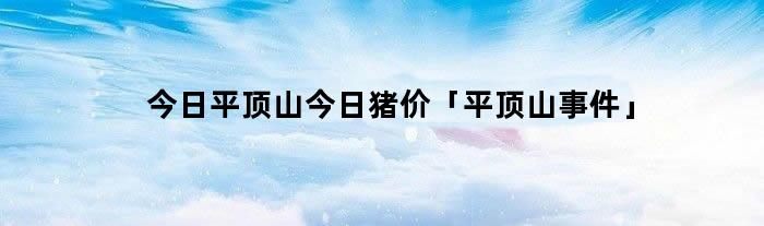 今日平顶山今日猪价「平顶山事件」